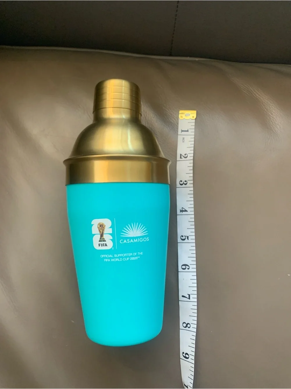 FIFA World Cup 2026 Turquoise and Gold Stainless Cocktail Shaker by Casa Amigos